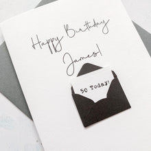 Load image into Gallery viewer, 50th Birthday Card, 50 Year Old, Personalised, Any Name, Birthday Card for male, cute birthday card, handmade, 3D Card, husband Birthday
