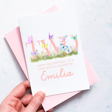 Load image into Gallery viewer, Personalised 1st Birthday Butterfly Card, Daughter Granddaughter Niece Goddaughter Little Girl, Children's Birthday, First Birthday Gift