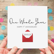 Load image into Gallery viewer, Personalised 1st Anniversary Card, One Whole Year Gift for Boyfriend, Girlfriend, First Year Keepsake, Hidden Message Reveal, Any Year