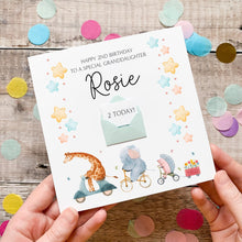 Load image into Gallery viewer, Granddaughter Birthday Card, Personalised Animal Birthday Card, For Little Girl, Cute Safari, Jungle Card for Her, Birthday Gift, Any Age