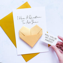 Load image into Gallery viewer, Be My Godparents Proposal Card, Origami Heart, Handmade Keepsake Gift for Godmother, Godfather, Guideparent, Special Question, Will You Be