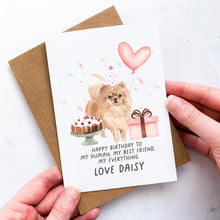 Load image into Gallery viewer, Personalised Pomeranian Birthday Card, Pomeranian Pet Keepsake, From The Dog, From Pets, Pet Lover Gift, Pet Parent, Dog Lover