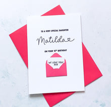 Load image into Gallery viewer, Very Special Daughter Birthday Card, To my daughter, Special Age, For child, Female adult, Personalised Handmade Keepsake, Gift for Her