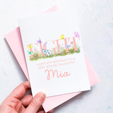 Load image into Gallery viewer, Personalised 5th Birthday Card, Daughter Granddaughter Niece Goddaughter Little Girl, Children's Birthday, Butterfly, Fifth Birthday Gift