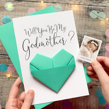 Load image into Gallery viewer, Will You Be My Godparent Proposal Card: Handmade Origami Keepsake Gift for Godmother, Godfather