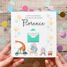 Load image into Gallery viewer, 1st Birthday Card For Daughter, Personalised Animal Birthday Card, For Little Girl, Card for Her, Birthday Gift, Card For Toddler