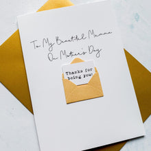 Load image into Gallery viewer, Beautiful Mumma on Mother's Day Card, Personalised Mother's Day Card, Card for Mum, Mothering Sunday, Mother's Day UK, Mum on Mother's Day