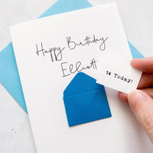 Load image into Gallery viewer, 14th Birthday Card, 14 Year Old, Personalised, Any Name, Birthday Card for boy, cute birthday card, handmade card, 3D Card, son Birthday