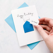 Load image into Gallery viewer, 20th Birthday Card, 20 Year Old, Personalised, Any Name, Birthday Card for male, cute birthday card, handmade card, 3D Card, son Birthday