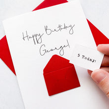 Load image into Gallery viewer, 5th Birthday Card, 5 Year Old, Personalised, Any Name, Birthday Card for boy, cute birthday card, handmade card, 3D Card, son Birthday