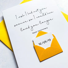 Load image into Gallery viewer, Met You Sooner Anniversary Card, Husband Anniversary Card, Boyfriend Anniversary Card, Anniversary card for Wife, Special Date, Personalised