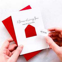 Load image into Gallery viewer, Personalised 6 Year Anniversary Card, 6th Anniversary, Six Years of Loving You, For Partner Girlfriend Boyfriend, Romantic Sentimental Gift