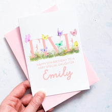 Load image into Gallery viewer, Personalised 8th Birthday Card, Daughter Granddaughter Niece Goddaughter Little Girl, Children's Birthday, Butterfly, Eighth Birthday Gift