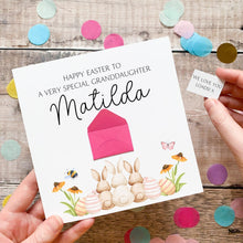 Load image into Gallery viewer, Personalised Easter Card for Granddaughter, Card For Grandson, Happy Easter, Gift for daughter, for son, Easter Bunny, Spring theme
