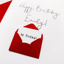 Load image into Gallery viewer, 10th Birthday Card, 10 Year Old, Personalised, Any Name, Birthday Card for boy, cute birthday card, handmade card, 3D Card,daughter Birthday