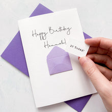 Load image into Gallery viewer, 21st Birthday Card, 21 Year Old, Personalised, Any Name, Birthday Card for female, cute birthday card, handmade, 3D Card, daughter Birthday