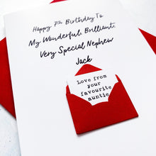Load image into Gallery viewer, My Very Special Nephew Birthday Card, Any Age, Son Birthday Card, Male Birthday Card, Birthday card for him, Personalised Card, For Nephew