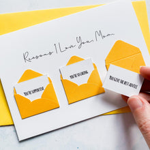 Load image into Gallery viewer, Personalised Reasons I Love You Mom Card, Mom Mother's Day Card, Card for mom, Mother's Day card for Mommy, Mothering Sunday card, To My Mom