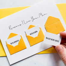 Load image into Gallery viewer, Personalised Reasons I Love You Mom Card, Mom Mother's Day Card, Card for mom, Mother's Day card for Mommy, Mothering Sunday card, To My Mom