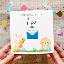 Load image into Gallery viewer, Personalised Easter Card, Card for Grandson, For Granddaughter, Easter Bunny, Happy Easter, Cute Easter Hunt Gift, With Love At Easter