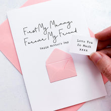 Load image into Gallery viewer, My Mummy My Friend Mother's Day Card, Keepsake Gift from Newborn, Secret Message from Baby, Handmade Personalised Card