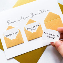 Load image into Gallery viewer, Personalised Reasons I Love You Card, Husband Anniversary Card, Boyfriend Anniversary Card, Anniversary card for Wife, I love you