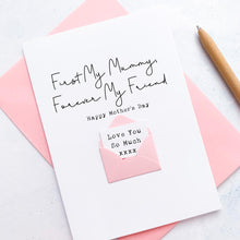 Load image into Gallery viewer, My Mummy My Friend Mother's Day Card, Keepsake Gift from Newborn, Secret Message from Baby, Handmade Personalised Card