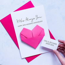 Load image into Gallery viewer, 1st Anniversary Card, Origami Heart, Personalised Paper Wedding Anniversary, Large Luxury Handmade Card, Keepsake Gift, For Wife, Husband