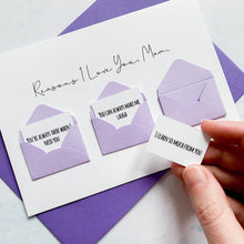 Load image into Gallery viewer, Personalised Reasons I Love You Mam Card, Mam Mother's Day Card, Card for mam, Mother's Day card for Mummy, Mothering Sunday card, To My Mam
