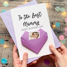 Load image into Gallery viewer, Personalised My Mummy Mother's Day Card: Origami Heart Photo Keepsake Gift