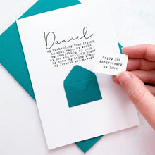 Load image into Gallery viewer, Anniversary Card Husband Card Wife Card Personalised Card Card for Husband Card for Wife Anniversary Wife Anniversary Husband Personalized card 1st anniversary 1st wedding anniversary for him first anniversary