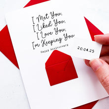 Load image into Gallery viewer, Anniversary Card For Boyfriend, Girlfriend, Cute Funny Card for Him, With Verse, Personalised Keepsake Gift