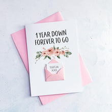 Load image into Gallery viewer, 1st Anniversary Card, 1 Year Down, Special Couple Anniversary Card, Wedding Anniversary Card, Happy First Anniversary, Personalised Handmade