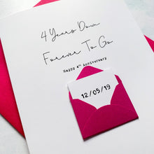 Load image into Gallery viewer, 4th Anniversary Card, 4 Years Down, Husband Anniversary Card, Boyfriend Anniversary Card, Anniversary card for Wife, Personalised