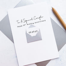 Load image into Gallery viewer, Special Couple 25th Wedding Anniversary Card, Silver Anniversary Keepsake Gift, Personalised Wedding Date, For Friends, Parents
