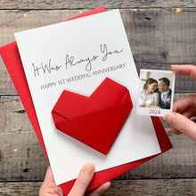 Load image into Gallery viewer, Personalised 1st Wedding Anniversary Card - Origami Keepsake Gift for Husband or Wife, Luxury Paper Gift