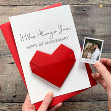 Load image into Gallery viewer, Personalised 1st Wedding Anniversary Card - Origami Keepsake Gift for Husband or Wife, Luxury Paper Gift