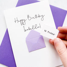 Load image into Gallery viewer, 12th Birthday Card, 12 Year Old, Personalised, Any Name, Birthday Card for girl, cute birthday card, handmade, 3D Card, daughter Birthday