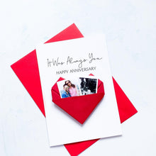Load image into Gallery viewer, 1st Anniversary Card, Origami Heart Photo Card, Personalised Paper Wedding Anniversary, Large Handmade Keepsake Gift, For Wife, Husband