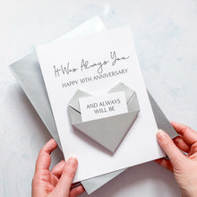 Load image into Gallery viewer, 10th Anniversary Card, Origami Heart, Personalised 10th Wedding Anniversary, Large Luxury Handmade Card, Keepsake Gift, For Wife, Husband