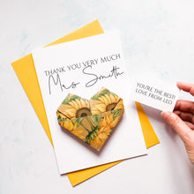 Load image into Gallery viewer, Personalised Thank You Teacher Card – Handmade Keepsake Gift With Origami Heart