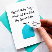 Load image into Gallery viewer, Very Special Sister Birthday Card, Sister Birthday Card, Female Birthday Card, Birthday card for her, Personalised Card, For Her