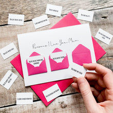 Load image into Gallery viewer, Personalised Reasons I Love You Mum Card, Mum Mother's Day Card, Card for mum, Mother's Day card for Mummy, Mothering Sunday card, To My Mum