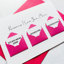 Load image into Gallery viewer, Personalised Reasons I Love You Mum Card, Mum Mother's Day Card, Card for mum, Mother's Day card for Mummy, Mothering Sunday card, To My Mum