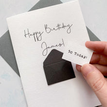 Load image into Gallery viewer, 50th Birthday Card, 50 Year Old, Personalised, Any Name, Birthday Card for male, cute birthday card, handmade, 3D Card, husband Birthday