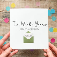 Load image into Gallery viewer, Personalised 2nd Anniversary Card, Two Whole Years Gift for Boyfriend, Girlfriend, First Year Keepsake, Hidden Message Reveal, Any Year