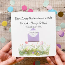 Load image into Gallery viewer, No Words, Thinking of You Card, Personalised Sympathy Card, For Friend, Sending Love, Encouragement Card, Watercolour Flowers, Simple