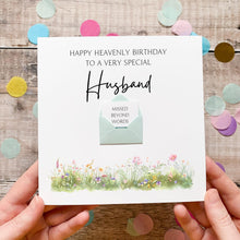Load image into Gallery viewer, Happy Heavenly Birthday Husband Card, Personalised Bereavement Birthday Card, Loss of Husband, Birthday Memorial, Keepsake