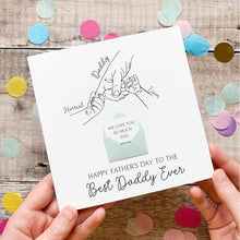 Load image into Gallery viewer, Personalised Best Daddy Ever Father's Day Card, From Children, Personalised Gift for Daddy, Handmade Keepsake, Child's hand line art