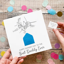 Load image into Gallery viewer, Personalised Best Daddy Ever Father's Day Card, From Children, Personalised Gift for Daddy, Handmade Keepsake, Child's hand line art